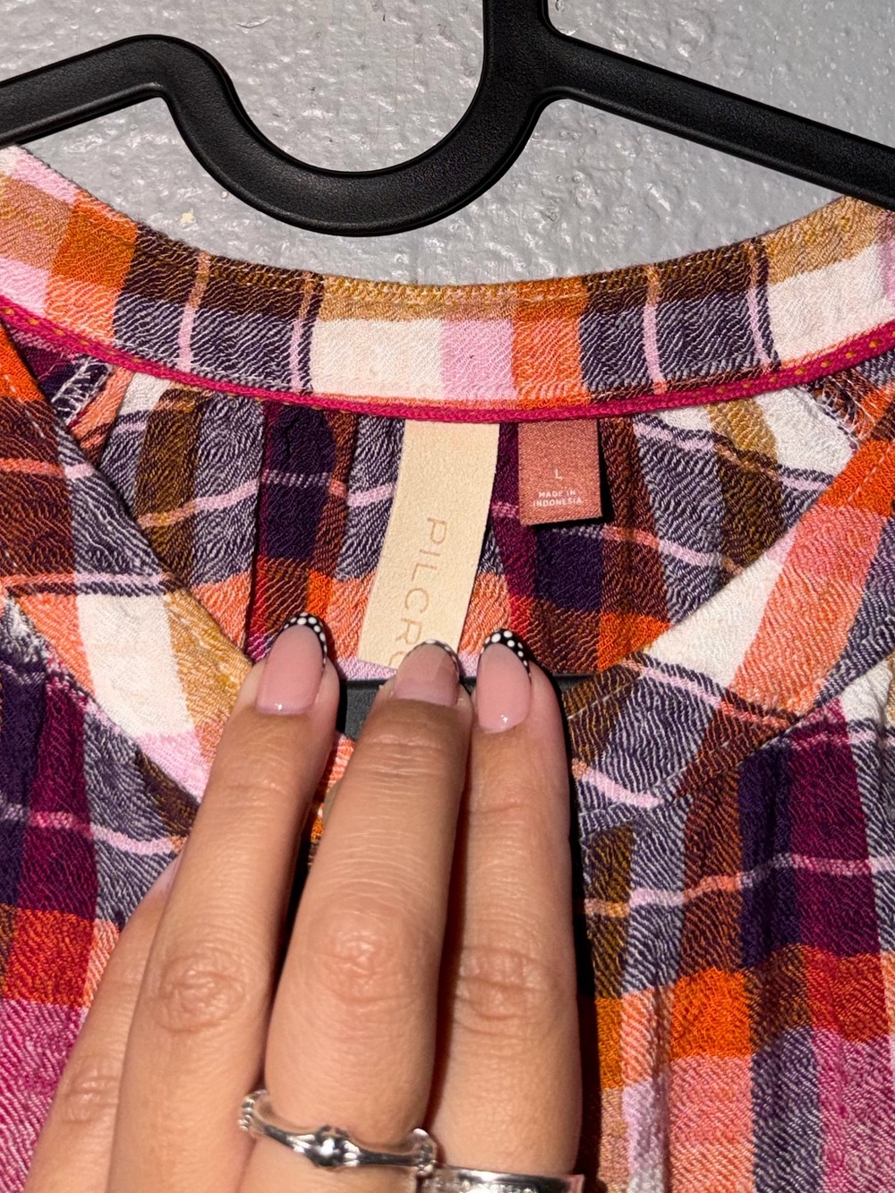 Pilcro Breezy Plaid Boho Button Down Top Size L - Picture 5 of 7